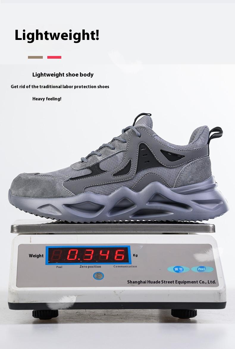 Not Afraid to Smash Men's Steel Toe Sports Non-Slip Work Shoes Grey Closed Breathable Mesh Anti-Smashing Anti-Piercing Shock-Absorbing Wear-Resistant Soft & Light Father's Day Gift Worker Footwear