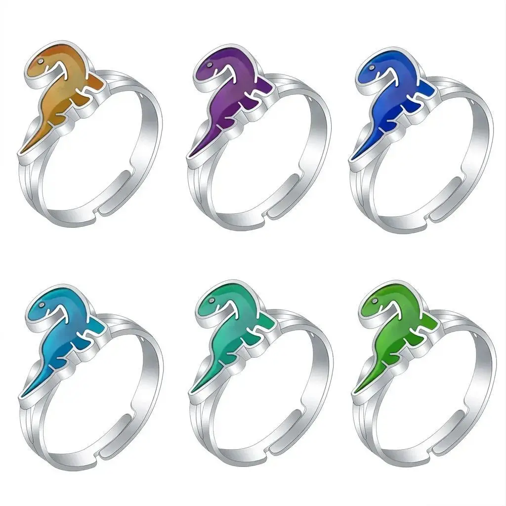 Mood Rings Cartoon Children Long-tailed Dinosaur Ring Adjustable Vintage Jewelry for Women Anillos Mujer