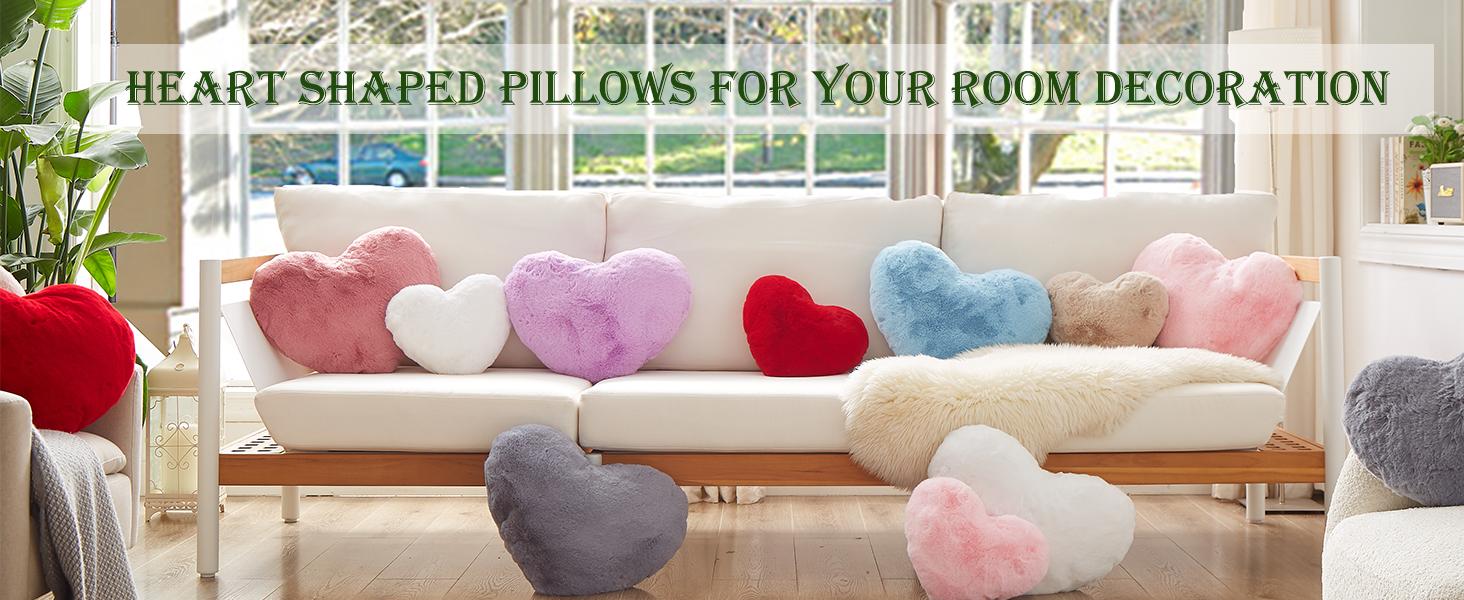Heart Pillows, Love Heart Pillow, Small Cute Purple Heart Pillows for Gifts, Faux Throw Pillows for Her, Kids, Girls Home Decoration, 10X11 Inch