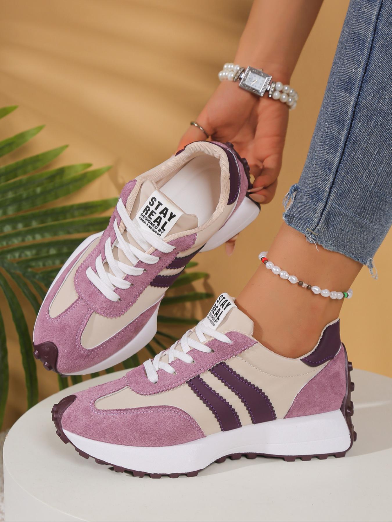 Women's Comfortable Lace-Up Sports Shoes, Lightweight Multi-Functional Casual Shoes, All-Season Wear, Anti-Slip Rubber Sole, Outdoor Sports Sneakers, Fashion Athletic Sneaker, Stylish Sneakers, All Seasons Sneakers