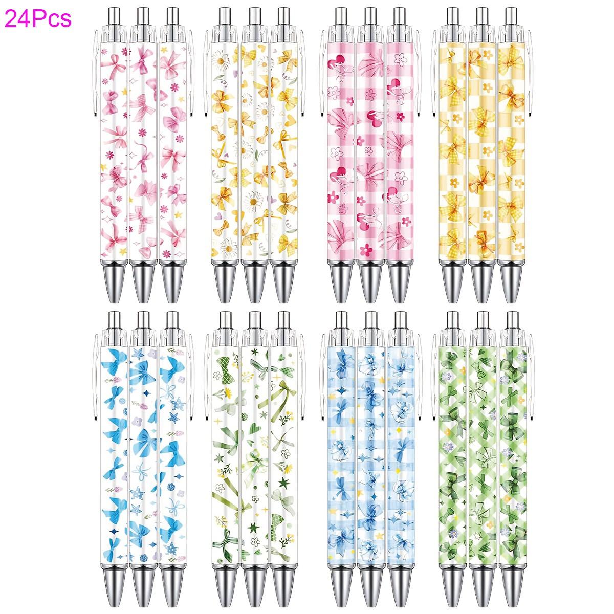 8/16/24 Pcs Flower Ballpoint Pens, Floral Pens Bulk, Floral Birthday Party Favors for Women, Black Ink Flower Fine Point, Smooth Writing Pens, Journaling Gifts Office School Teacher Coworker Supplies