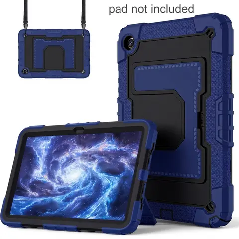 SPALLO Case, Durable Tablet Casing for Samsung Galaxy Tab A9+ / A11 Plus 11 Inch 2023 / 2025, Kids Friendly S9FE / S10FE / S10 Lite & A9 / A11 8.7" Heavy Duty Shockproof Cover with Shoulder Strap - Navy Blue+Black (Case Only)