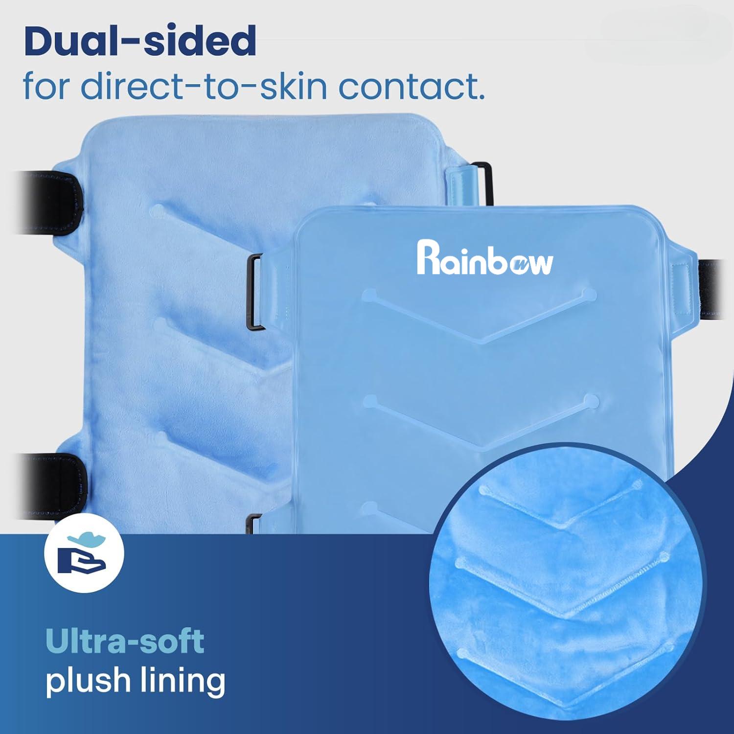 Rainbow Gel Ice Pack Reusable for Pain Relief, 15 × 12" Cold Packs for Back Shoulder, Hip, Wrap Around Entire Knee, Hot Cold Compress Therapy