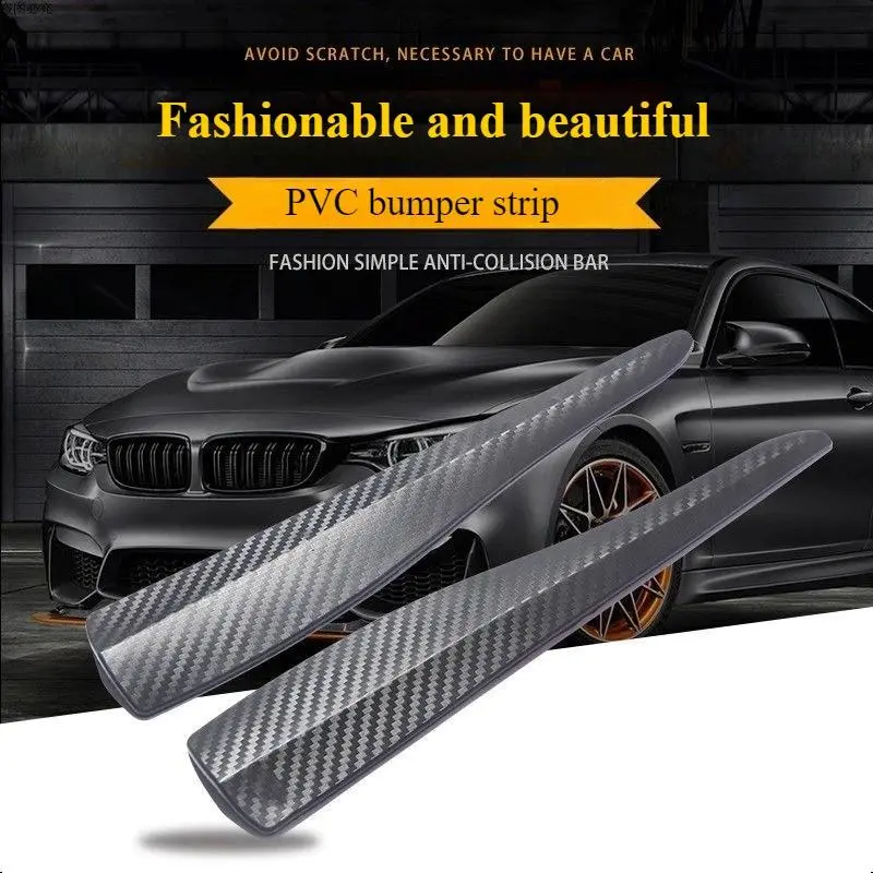 2pcs automobile front and rear bumper carbon fiber protective strip decorative strip automobile anti-collision edge protective strip automobile general accessories