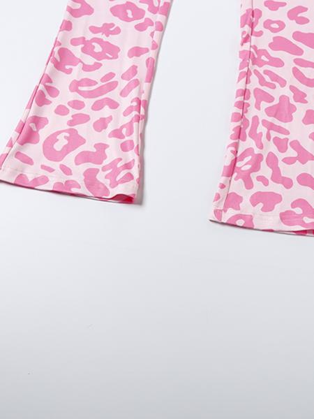 Women's Fall Sporty Hooded Long Sleeve Slim Fit Pants Set, Casual Two-Piece for Ladies, Animal Pattern Sportswear