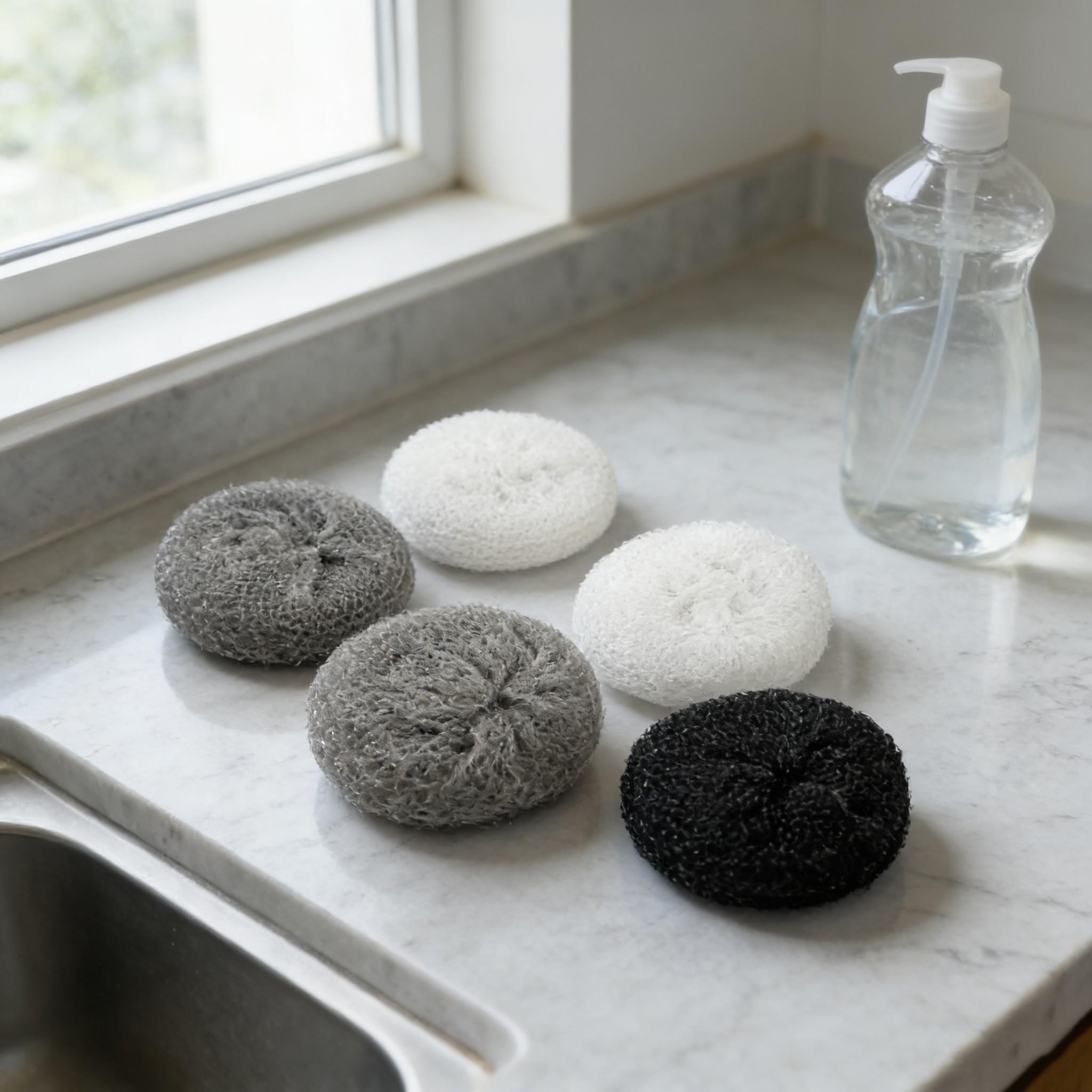 5 Fiber Cleaning Balls Minimalist Style, Oil Removal & Stain Removal, No Shedding, Safe for Pots, Home Kitchen Daily Clean