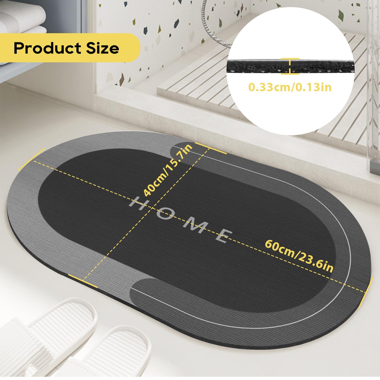 Soft Oval Microfiber Velvet Bath Mat 15.7x23.6 Inch, Super Absorbent, Fast Drying, Scratch Resistant, Non-Slip Rubber Backing, Washable Mildew-Proof Floor Mat for Home Bathroom Shower