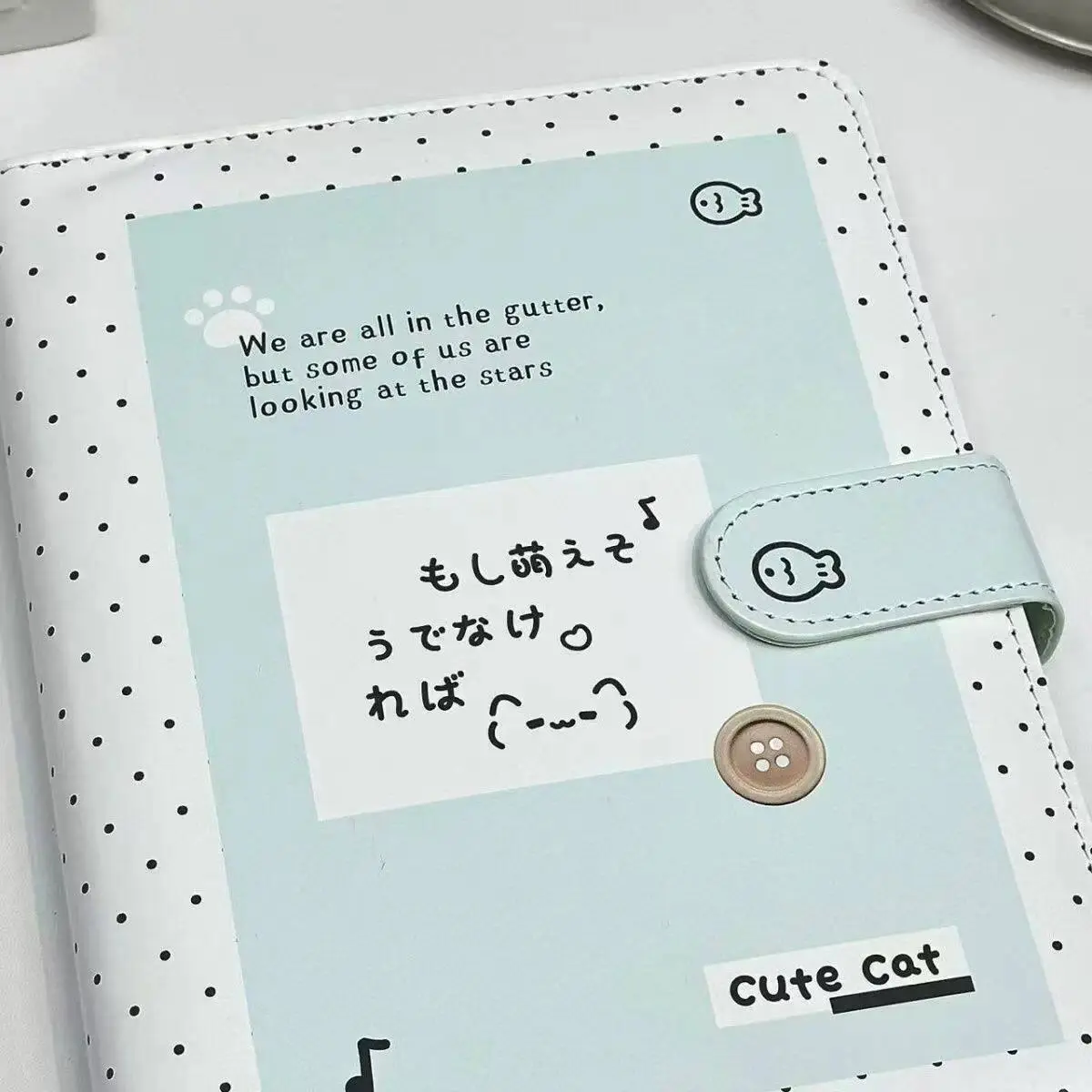 A5 Dotted Kitten PU Leather DIY Binder Photocards Collect Book Diary Agenda Planner Cover Album Stationery