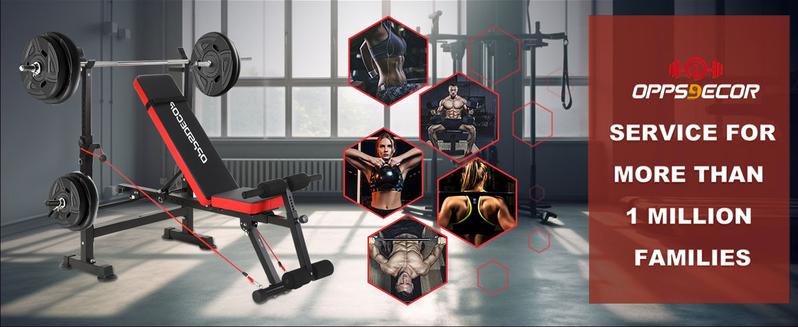 【TikTokShopBlackFriday】OPPSDECOR 6 in 1 660lbs Weight Bench Set with Squat Rack, Bench Press Set with Barbell Rack, Adjustable Incline Strength Training Workout Bench with Leg Developer Preacher Curl for Home Gym