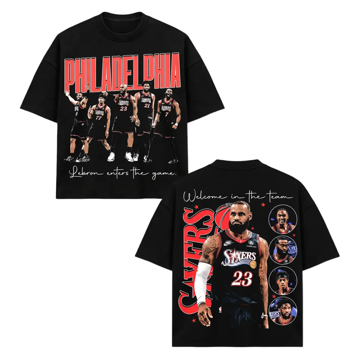 [graphic tees]street wear LeBron James LBJ King James 23 Vintage Graphic Shirt, City Squad Enters The Game Basketball Fan Tee, Pro Hoops Championship Season Gear, Retro Bootleg Welcome To The Team T Shirt, Heavyweight Acid Wash  Hip Hop  100%Cotton