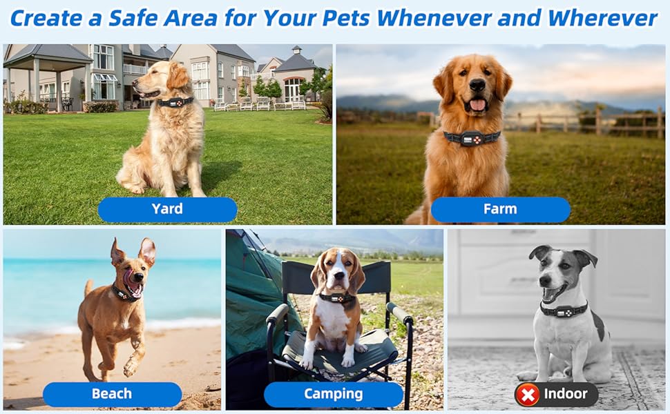 【BFCM】GPS Wireless Dog Fence, Pet Electric Containment System, IPX6 Waterproof/Rechargeable Collar, Beep/Vibration/Shock Correction Mode, for Dogs Over 20 Lbs