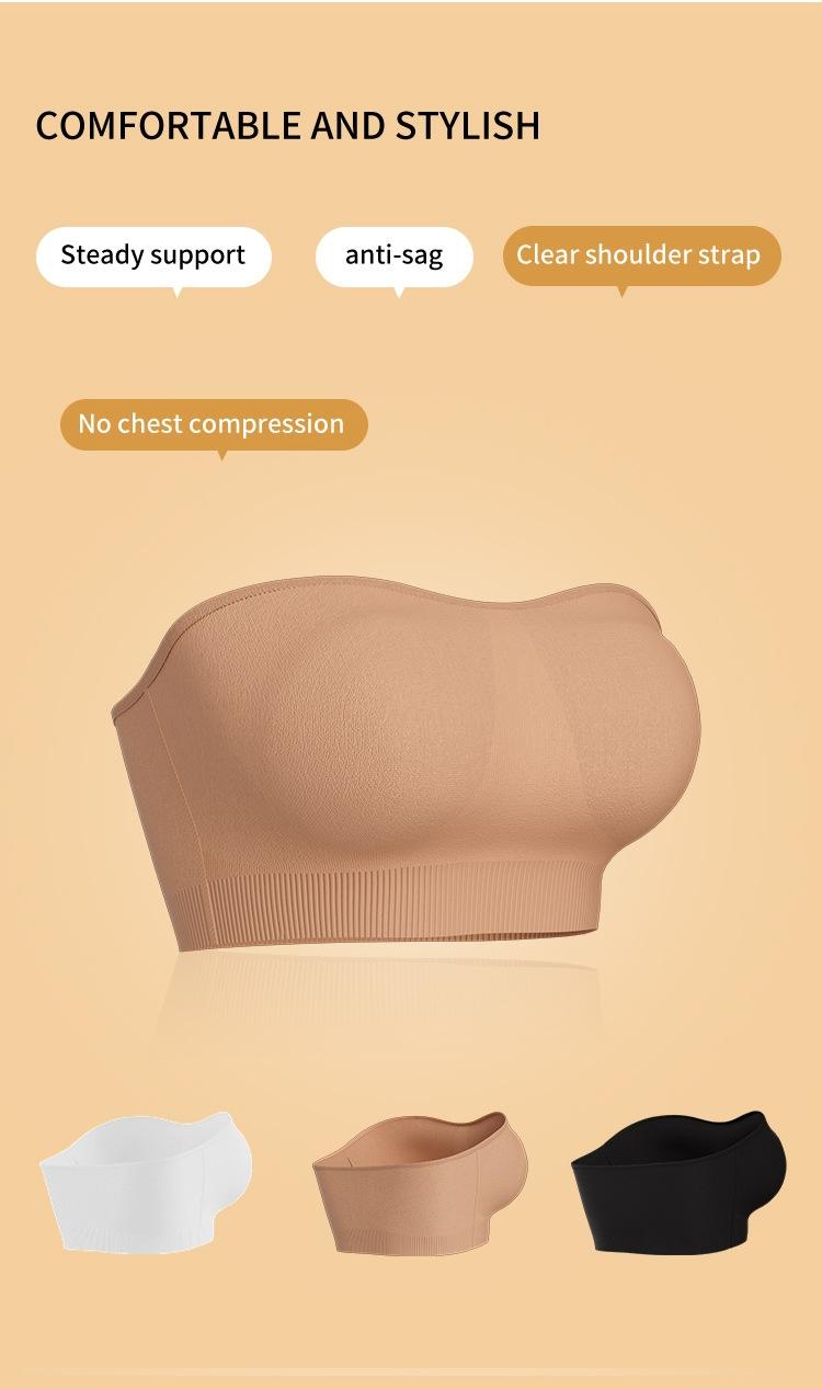 Push Up Strapless Bras for Women Supportive Bandeau Bra Non Slip Wireless No Underwire Padded Tube Bra