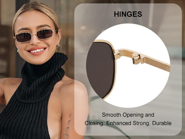 SOJOS Small Y2k Narrow Rectangle Sunglasses Womens Mens Retro 80s 90s UV400 Sunnies