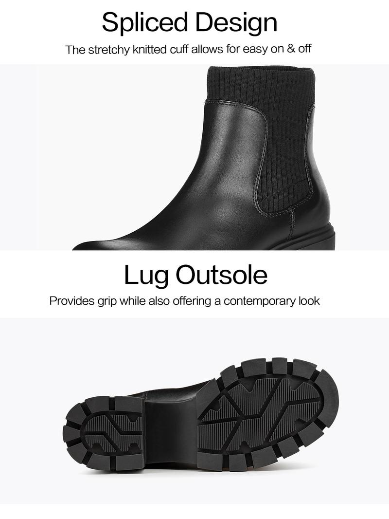 FITORY Women's Fall Boots, Chelsea Boots, Fashion Ankle Chunky Booties, Slip On Elastic Size 6-11