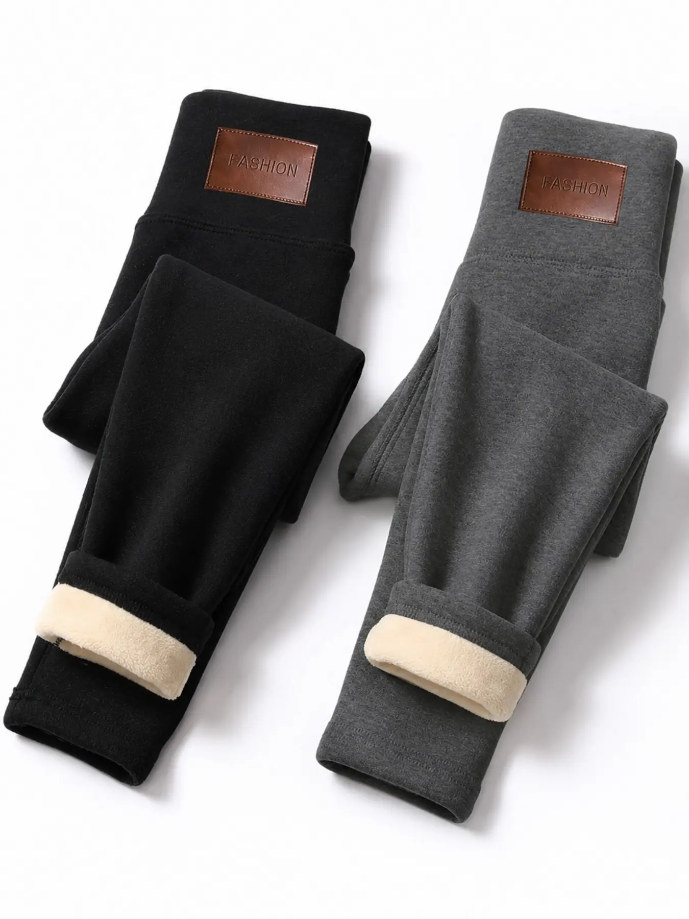2 Piece Women’s Winter Warm Leggings Set, Cozy Plush Fleece Lined Stretch Pants with Smooth Elastic Waist, Slim Fit Full Length Bottoms for Everyday Wear, Outdoor Walking and Commuting