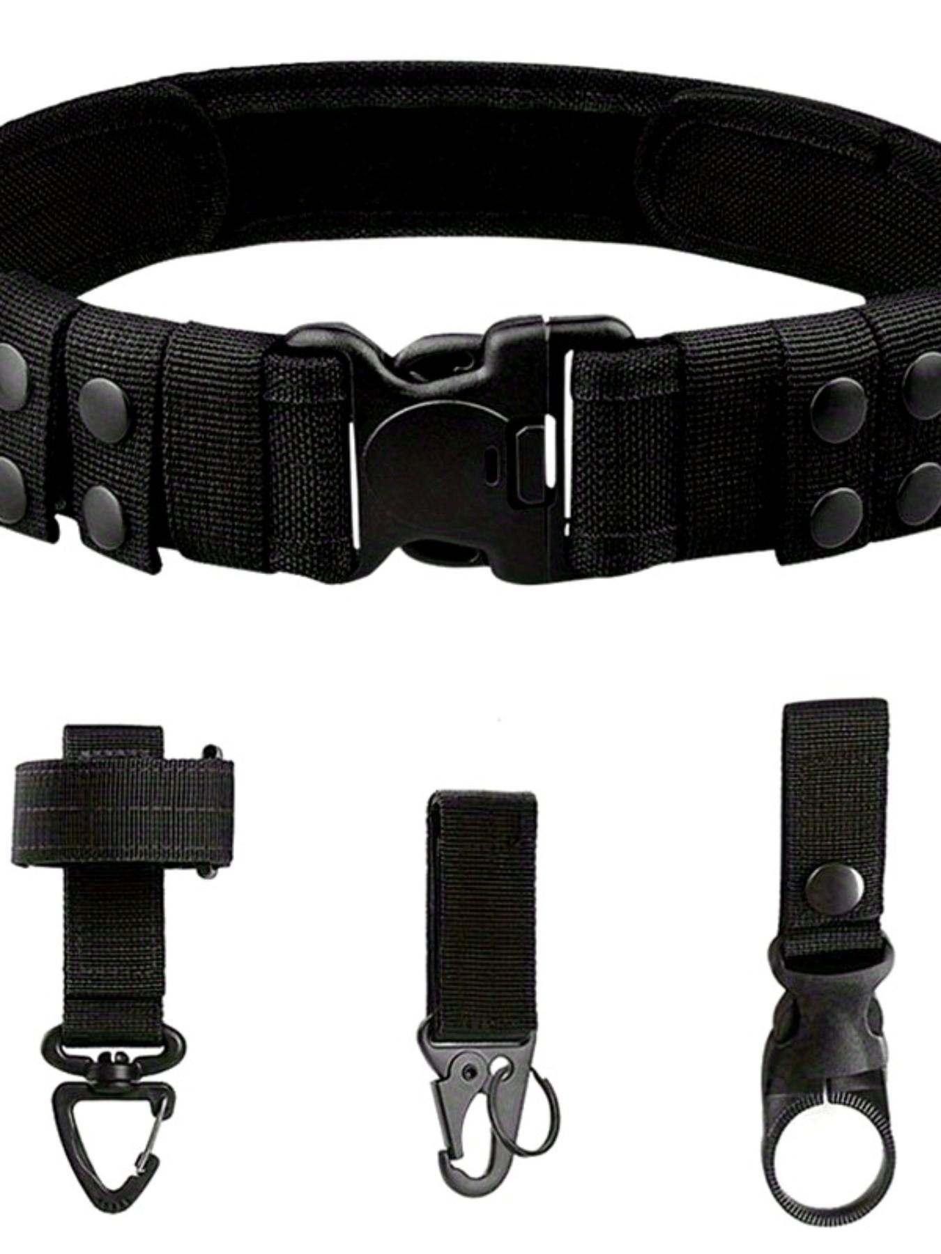 4-Piece Men's Tactical Belt Set, Durable Oxford Webbing, Quick-Release Buckle, Storage Clip, Key Ring, Water Bottle Holder, Ideal for Outdoor Hunting