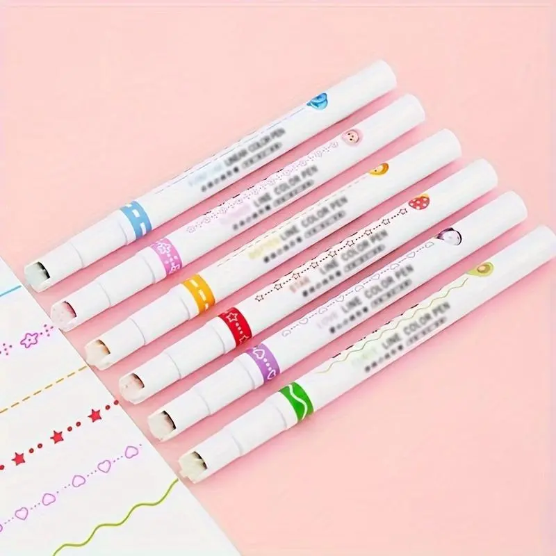 6pcs 6-Piece Assorted Flower-Shaped Fine Line Aesthetic Pens: PVC, Perfect for Note-Taking and Marking, Office Stationery Essentials