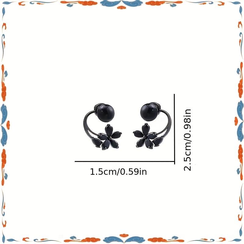 2pcs/4pcs/6pcs Vintage Black Hyacinth Stud Earrings, Four-Season Fashion Jewelry, Suitable for Women's Daily Wear or Vacation, Everyday Stud Earrings| Floral Earrings, Hyacinth Earrings