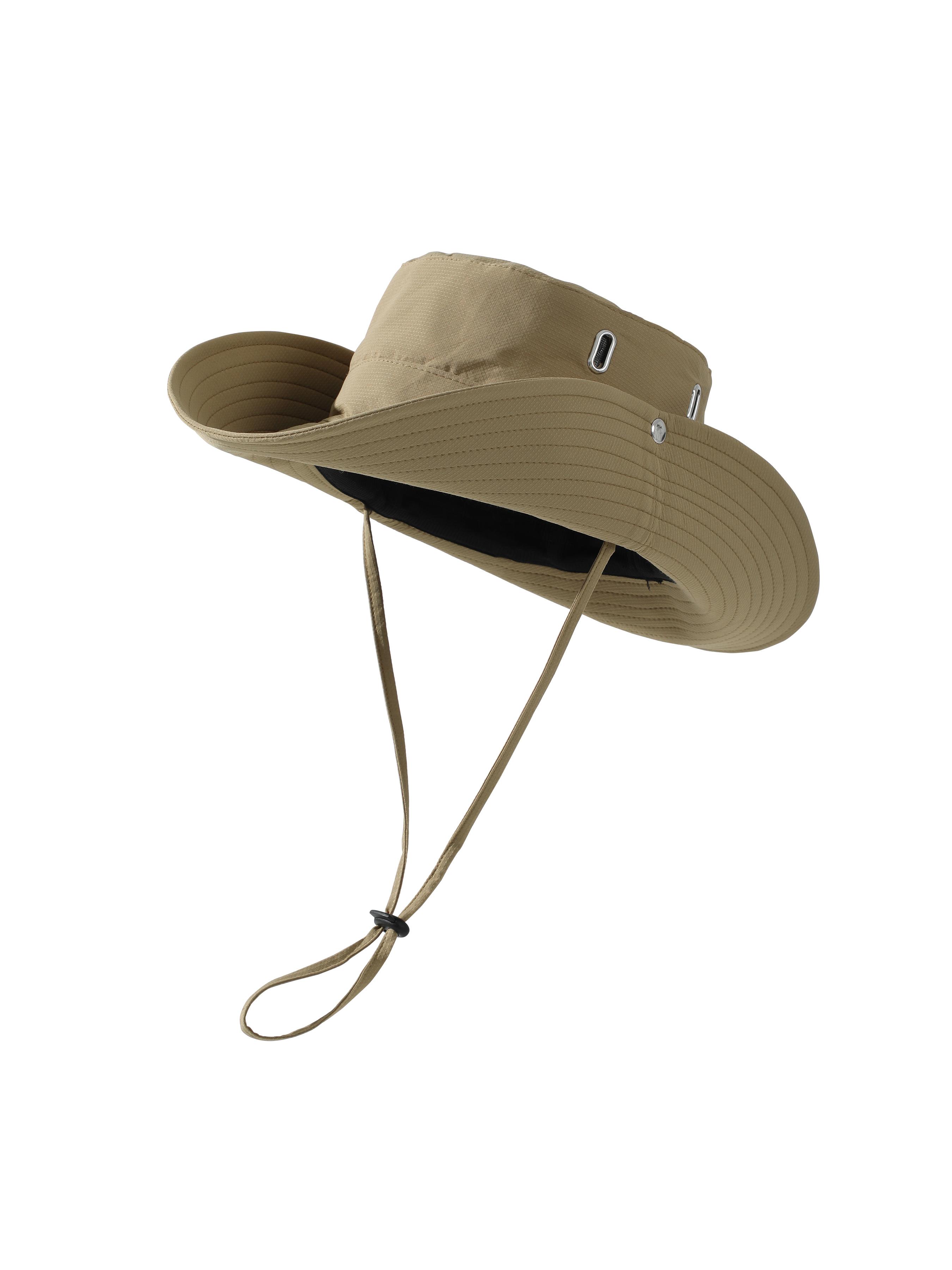 Adjustable Chin Strap Boonie Hat, Outdoor Sun Protection Fisherman Cap, 100% Cationic Polyester, Upf50+, Summer Beach, Travel Style