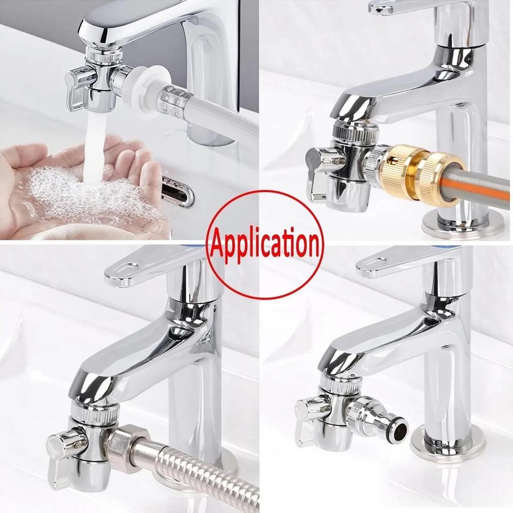 Multi-Function Faucet Adapter Leak-Proof Quick Connect for Washer Shower Garden Hose Switchable Dual Spray Valve Core Universal Fit Kitchen Bathroom Outdoor Durable Multi Purpose