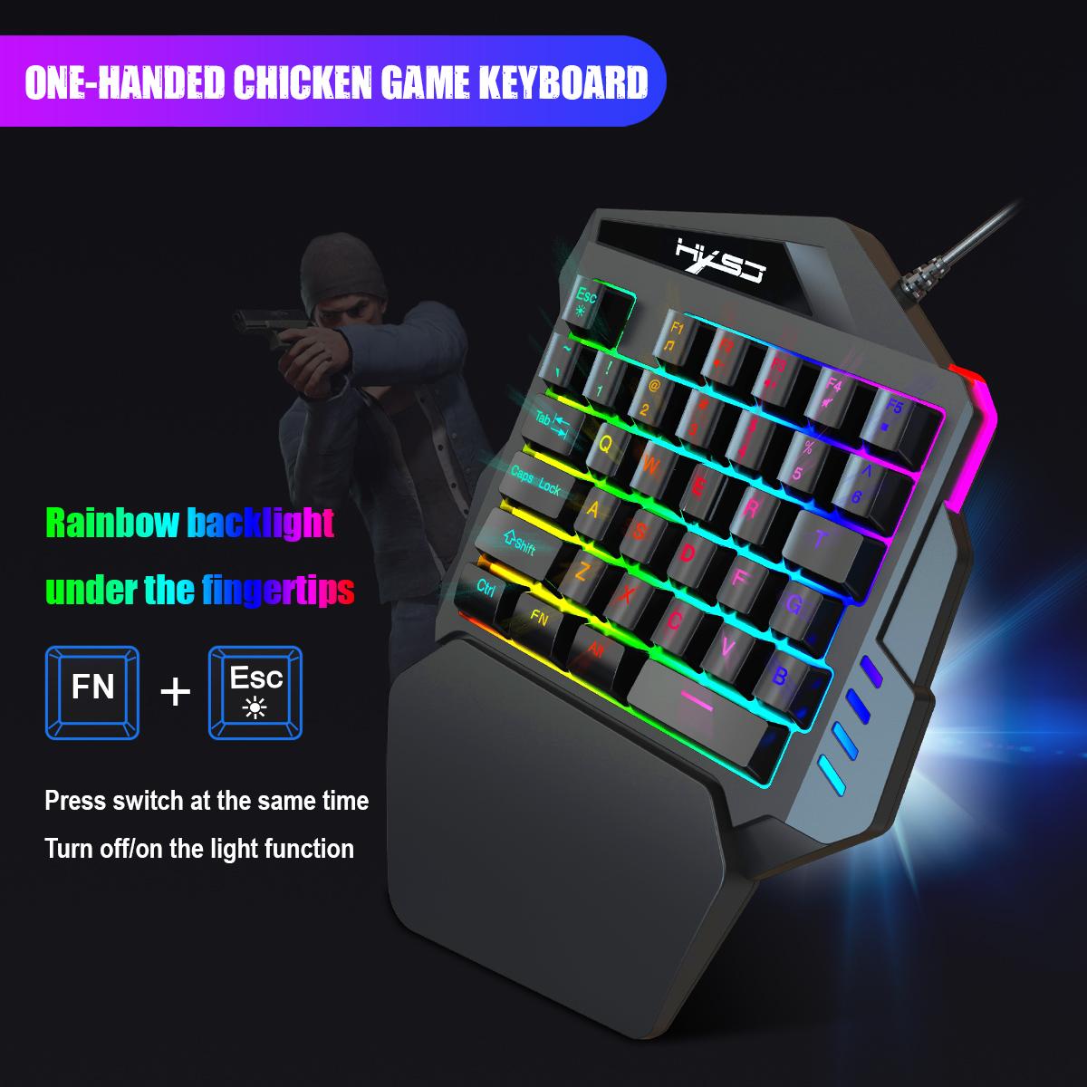 One Handed Gaming Keyboard RGB Backlit 35 Keys Portable Mini Gaming Keypad Ergonomic Game Controller for PC Gamer