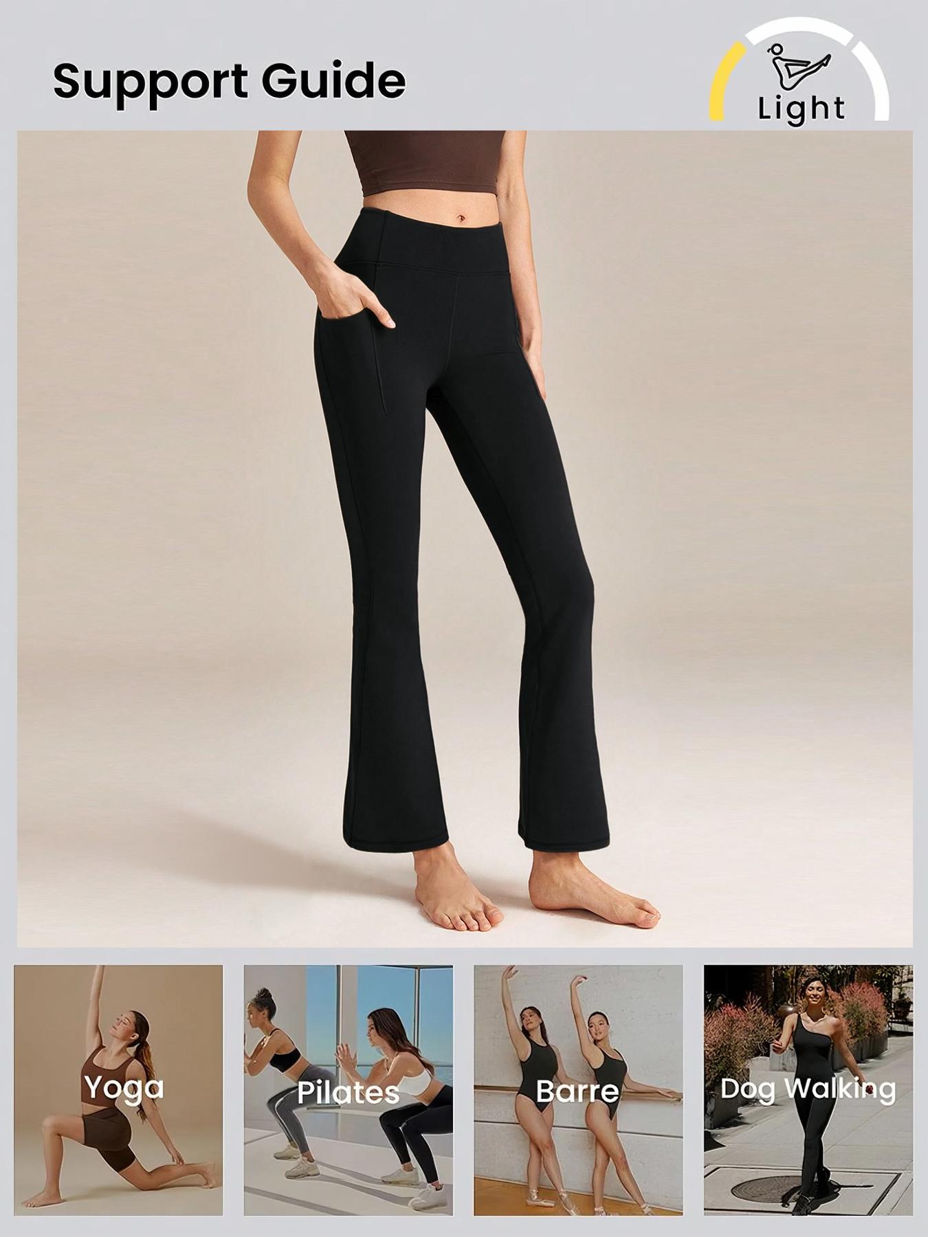 3-Pack Women'S Fleece-Lined High-Waisted Yoga Pants - Thermal Workout Leggings with Side Pockets, Non-Slip Grip, Stretchy Flare Bottoms for Running, Gym, Yoga - Winter Warmth & Tummy Control - Athletic Pants for Women