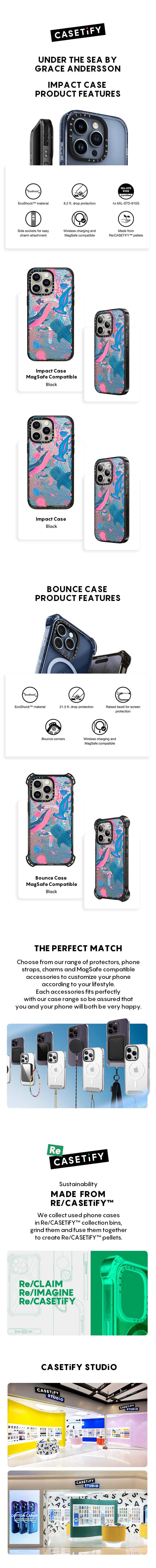 CASETiFY Under the Sea by Grace Andersson iPhone 16/15/14 Series Phone Case MagSafe Impact / Impact / Bounce Case - Black