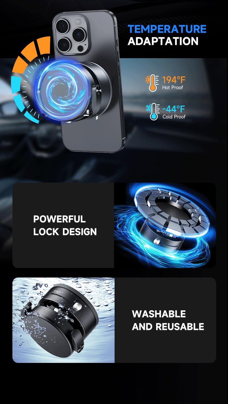 New - MAGIC JOHN Upgraded Magnetic Phone Holder with 360° Rotation, Strong Magnet, Foldable and Portable Design, Perfect for Cars, Glass, Gyms, and Other Smooth Surfaces