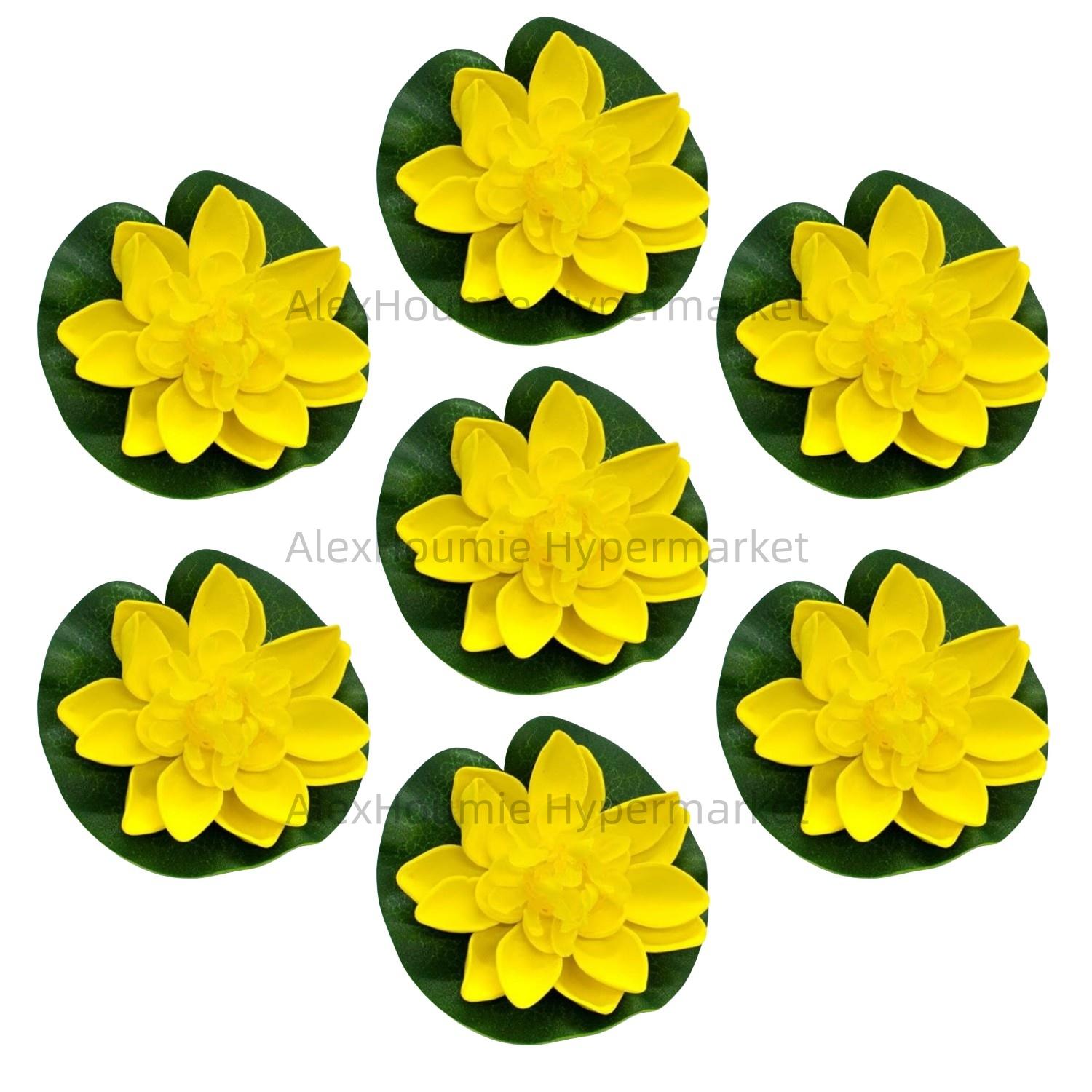 7 PCS Artificial Floating Foam Lotus Flower with Water Lily Pad Lifelike Ornament Perfect for Home Garden Pond Decor Decorations
