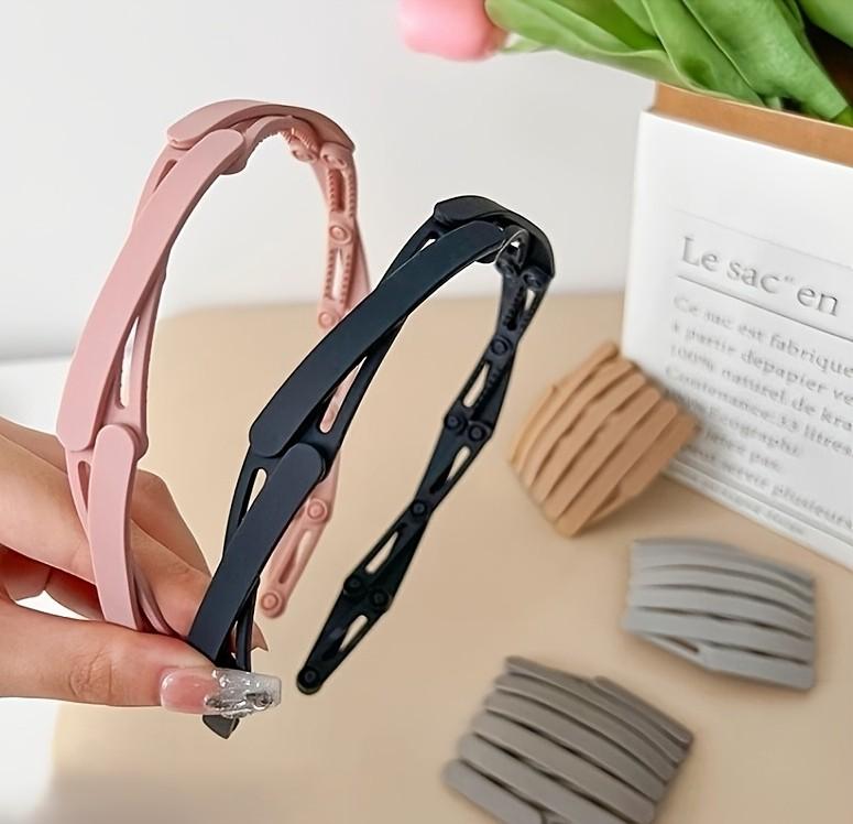 Foldable Headbands Women - Expandable Toothed Non-Slip Hairband Set in Assorted , Portable Pocket Travel Hair Additions for Face Washing, Skincare & Bangs Holding