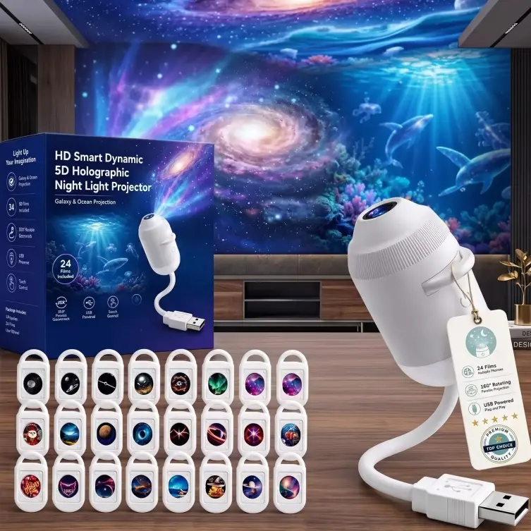 Nebula Projector Night Light, Colorful Space Projection Lamp with 12/24 Pattern Options, LED Atmosphere Decor Light