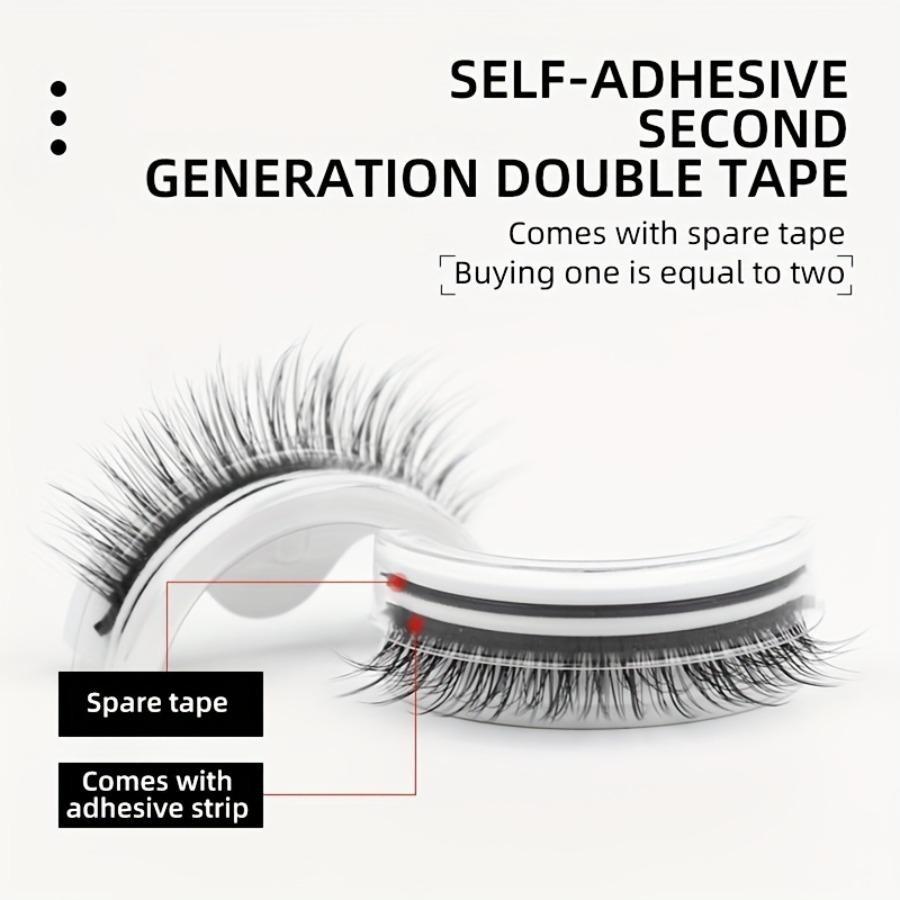 Self-Adhesive False Eyelashes Set of 3 Pairs, Pre-Glued Reusable Lashes, Cat Eye, Natural, Cross, Fluffy, Extra Thick, B/c Curl, 6-15mm, Cosmetic
