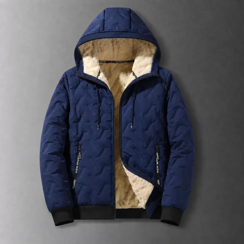 2026 Men's New Fashion Hooded and Velvet Jacket with Long Sleeve, Fleece Inner Lining, Waterproof and Windproof, Unique Texture, Zipper, Essential Solid Color Coat for Autumn and Winter, Daily Leisure, Outdoor Casual Menswear 2026 Men's New Fashion Hooded and Velvet Jacket with Long Sleeve, Fleece Inner Lining, Waterproof and Windproof, Unique Texture, Zipper, Essential Solid Color Coat for Autumn and Winter, Daily Leisure, Outdoor Casual Menswear