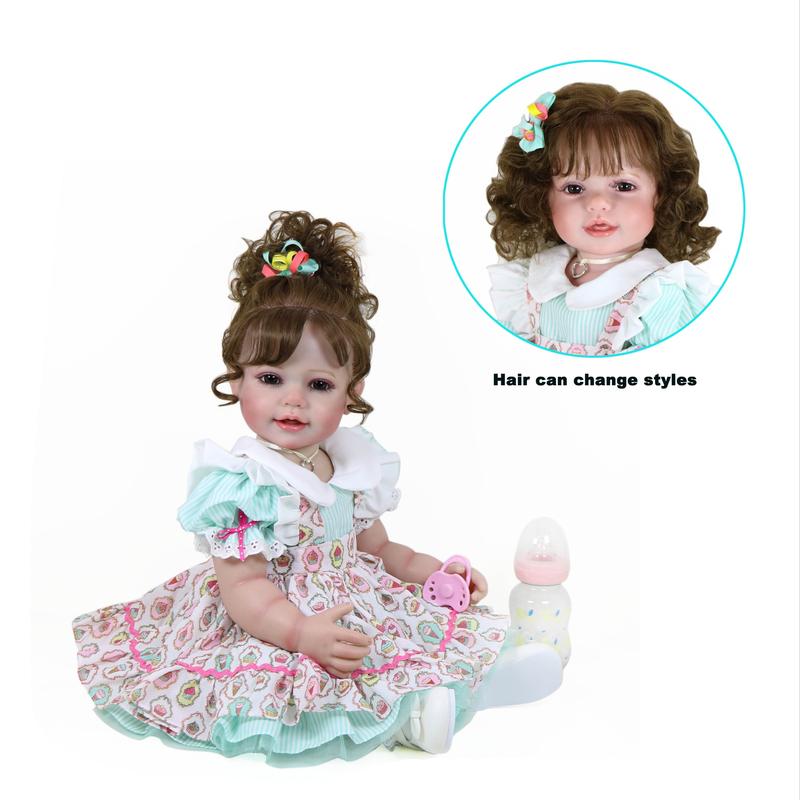 “Happy Birthday Girl” – 22” Realistic Reborn Toddler Doll with Rooted Hair, Soft Full Vinyl Body, 3D Painted Face Veins, Festive Cupcake Party Dress, Accessories – Ages 3+