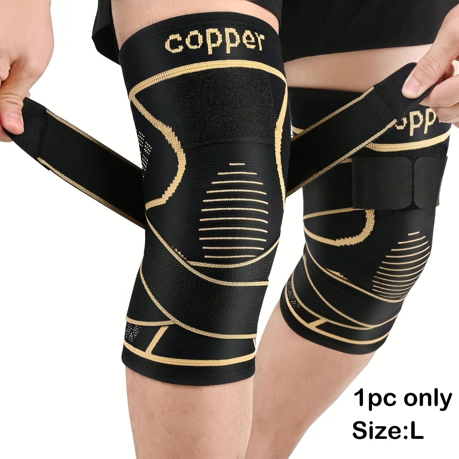 Men's Compression Strap Knee Brace, 2-Pack Copper Alloy Material, Nylon Blend Breathable & Durable, Ideal for Daily Use