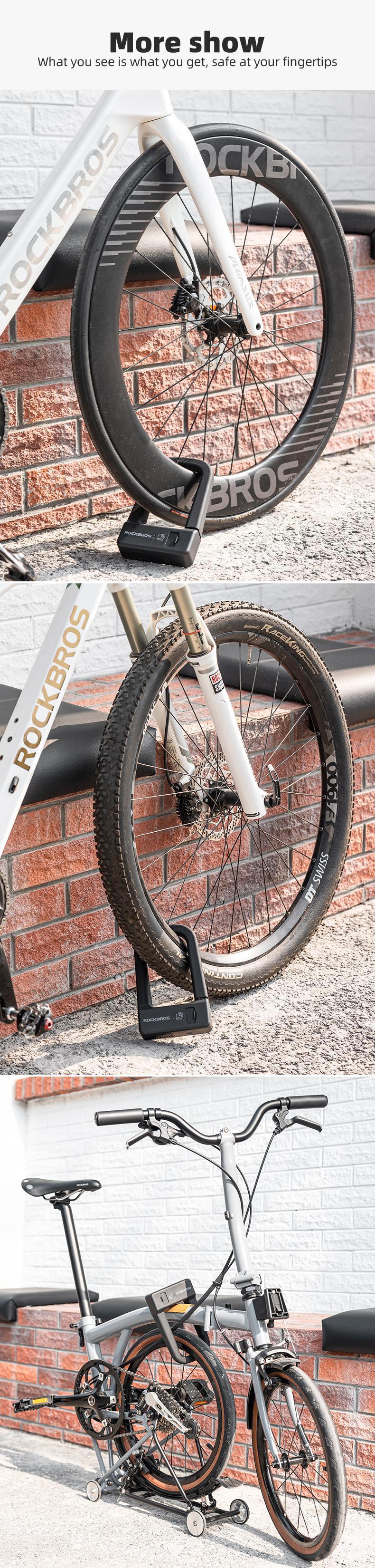 ROCKBROS Smart U Lock NFC Unlocking (NFC fuction phone only),MTB Road Bike Lock  Anti-theft Lock Waterproof Rechargeable Safety Lock