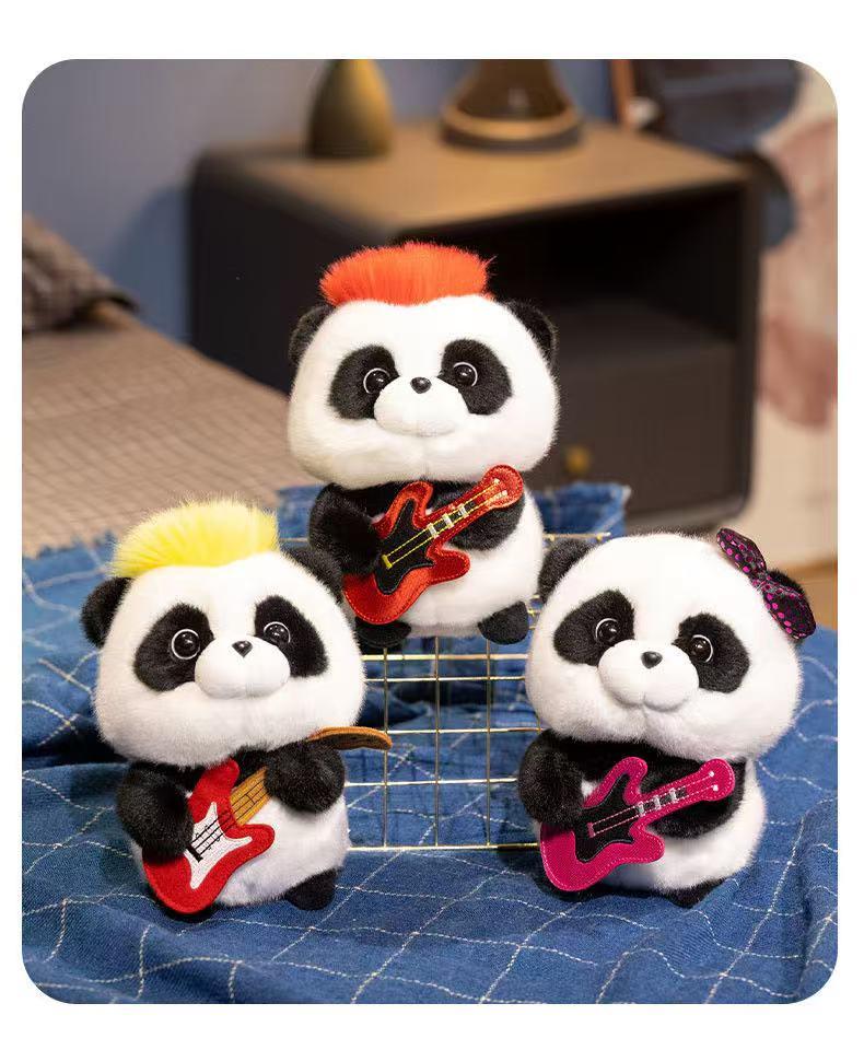18cm New Simulated Music Panda Doll Stuffed Plush Toy Pillow Handmade Cartoon Anime Suitable Children's Birthday Gift Fun Doll