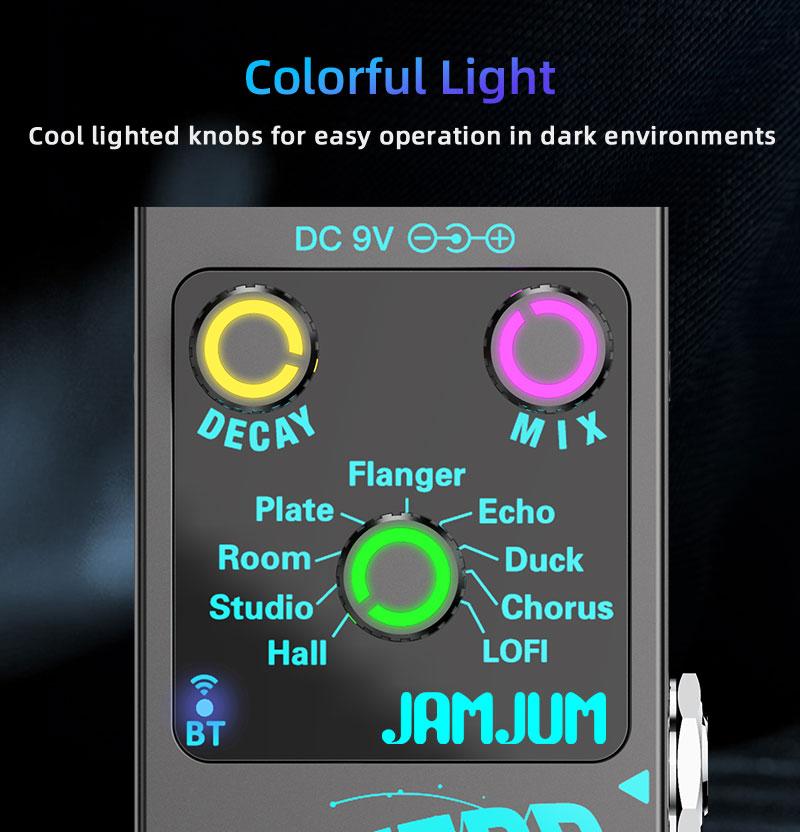 JAMJUM Reverb Effect Pedal for Guitar, 9 Effects, Battery-Free, Compact Size Ideal for Musicians Holiday gift, Guitar Pedals