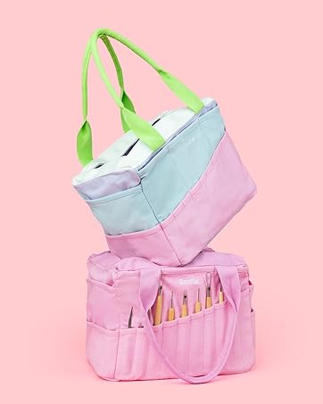 Bag: Pottery Tool Bag, Art Supply Storage Organizer, Craft Tote, Knitting Yarn, Crochet Projects, 30 Pockets, 25+ Canvas Colors, Artist Gift (Blue Skies)