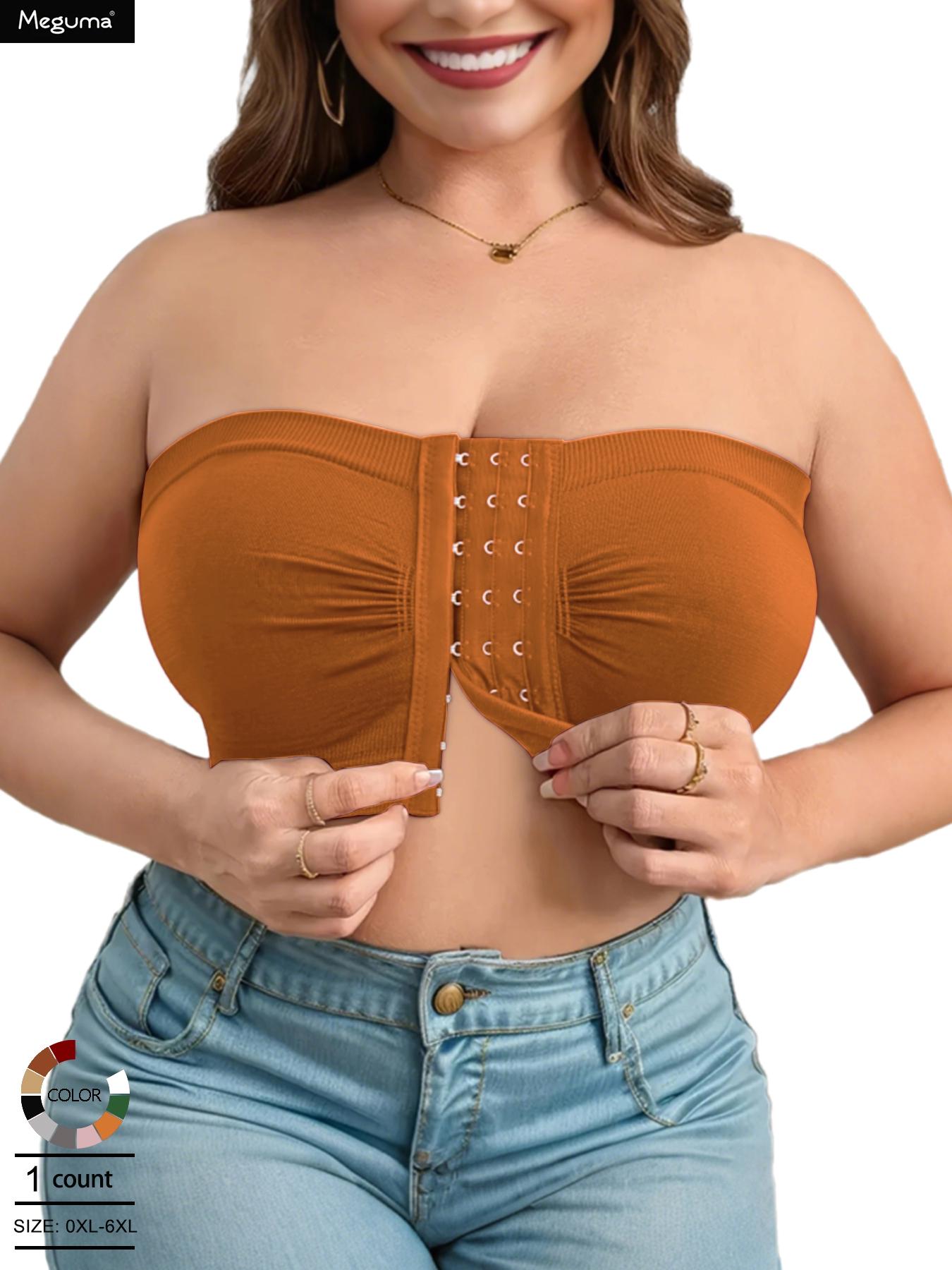 dailydrip【Plus Size】 Solid Strapless Bra, Casual Comfortable Breathable Wireless Bra Buckle for Daily Wear, Women's Plus Size Lingerie for All Seasons, Basic Bra, Underwear