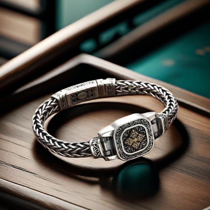 Full Silver s925 Bracelet Sterling Silver bracelet Men's bracelet can be worn open send boyfriend send dad birthday gift Silver weight 50g / 1.76oz