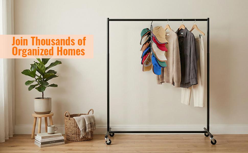 Hat Hangers for Closet, Hat Organizer for Baseball Caps, Stainless Steel Hat Rack with 10 Hooks for Caps Storage and Closet Organization (Black)