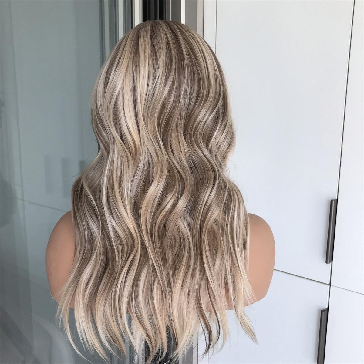 Molly by AISOM Free Part Warm Blonde Highlights Pre Plucked Natural Hairline 13*4 HD Synthetic Lace Front Wig for Women 17 inches Daily Wig