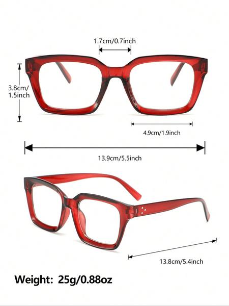 Unisex Non-Prescription Eyeglasses, Classic Rectangular Design, Perfect for Daily Use & Back-To-School Season, Street Photography, Square Eyed Glasses