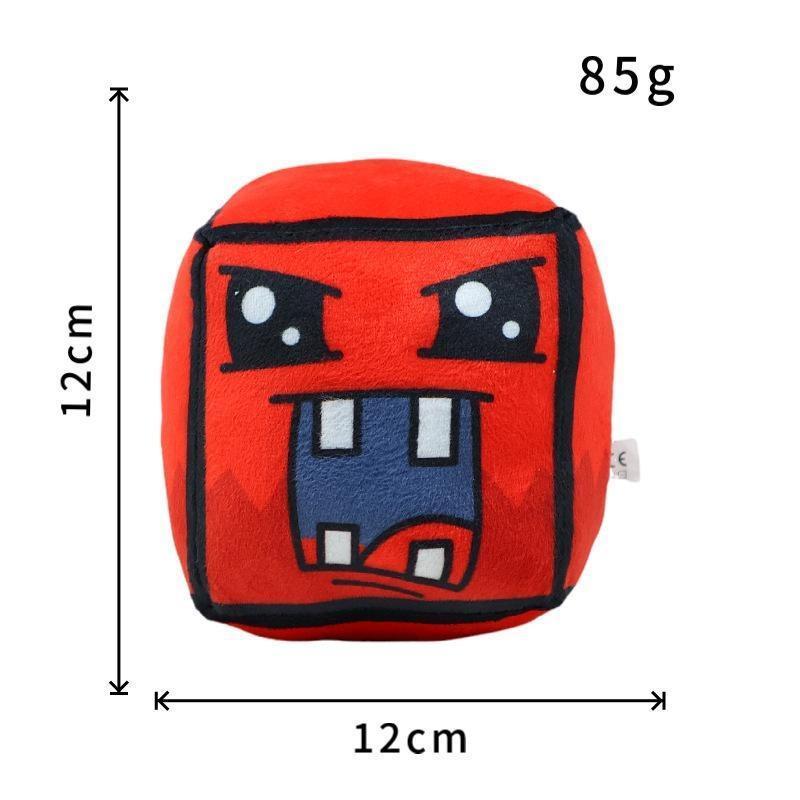 Soft Geometry Dash Cube Plush Toy Set, Cute Game Character Stuffed Plushies, Lovely Room Decor, Funny Birthday Holiday Presents for Children & Game Fans