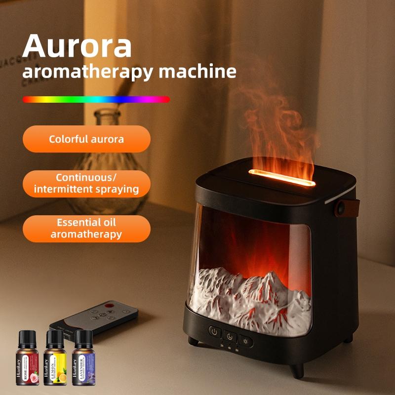 1 piece Aurora Aromatherapy Diffuser, Essential Oil Fragrance Humidifier with Remote Control, 7 Colors LED Light and 2 Atomization Modes, Timer, Suitable for Home, Living Room, Bedroom, Holiday Decoration, Winter Christmas Gift