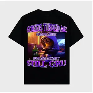 [Graphic Tee]"Minions Meme T-Shirt – Streets Turned Me Despicable Vintage Graphic Tee, Funny Oversized Streetwear for Teens & Young Adults, Trendy 2026 Cartoon Aesthetic Unisex Casual Top, Cool Meme Shirt for School, Parties & Everyday Wear"