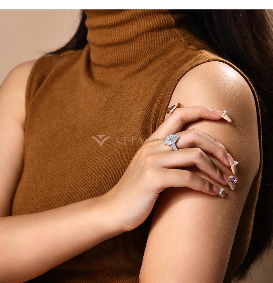 2CT Marquise Cut D Color VVS1 Synthetic Moissanite Ring for Women daily Wear Special Gift R184