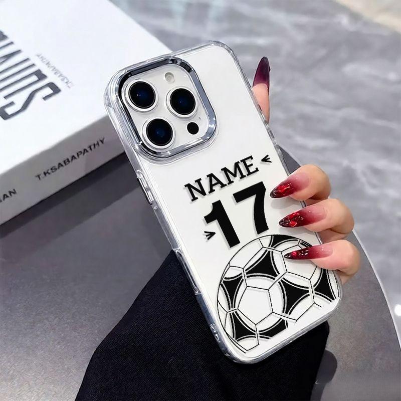 Transparent Hard Shell Phone Case for iPhone 17-7 Plus, Soccer Jersey Design, Clear Camera Cutout, Sports Style, Gift for Football Fans