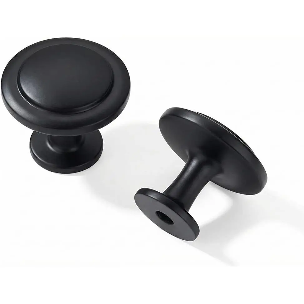 10 Pack 1-1/4 inch(32mm) Black Cabinet Knobs Dresser Knobs Round Matte Black Drawer Knobs Kitchen Cabinet Hardware Zinc Knobs for Dresser Drawers.
